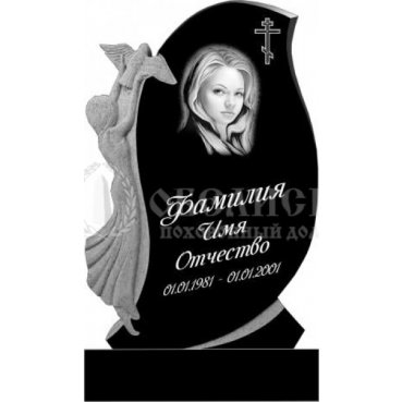 Фрезерованный памятник из гранитас голубем и крестом №39