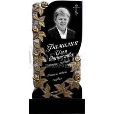 Фрезерованный памятник с крестом и розами из гранита №67